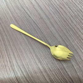 叉勺一体不锈钢勺子沙拉勺沙拉叉家用泡面叉西餐意面叉蛋糕甜品叉