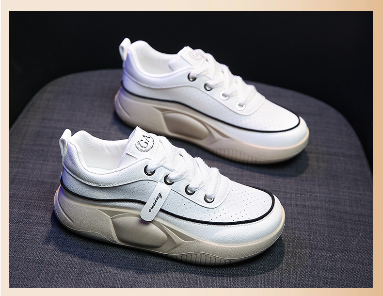 Atmungsaktive Damen Freizeitschuhe Mit Dicker Sohle Weiß_voghion.com