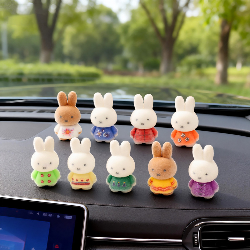Cute Flocked Miffy Rabbit Accessories for Crocs Shoes, Trendy Toy Figures, Creative Flocked Dolls, Desktop Ornaments Cute Flocked Miffy Rabbit Accessories for Crocs Shoes, Trendy Toy Figures, Creative Flocked Dolls, Desktop Ornaments