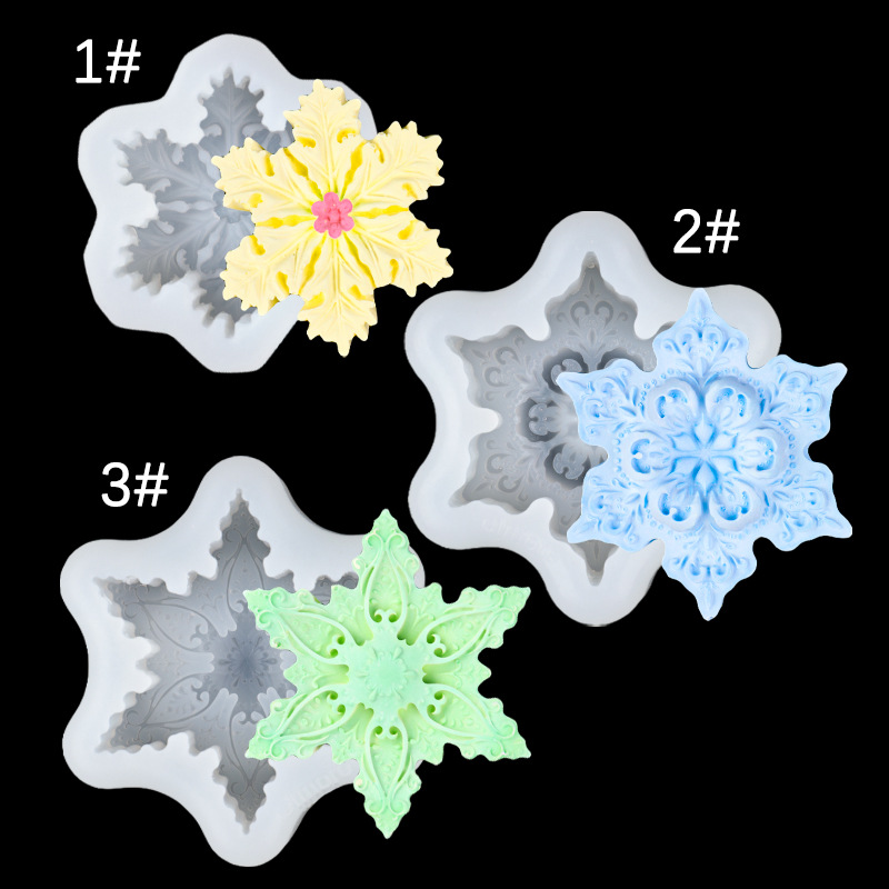 3D立体雪花造型硅胶模具翻糖蛋糕雪花蜡烛手工皂装饰石膏车载香薰