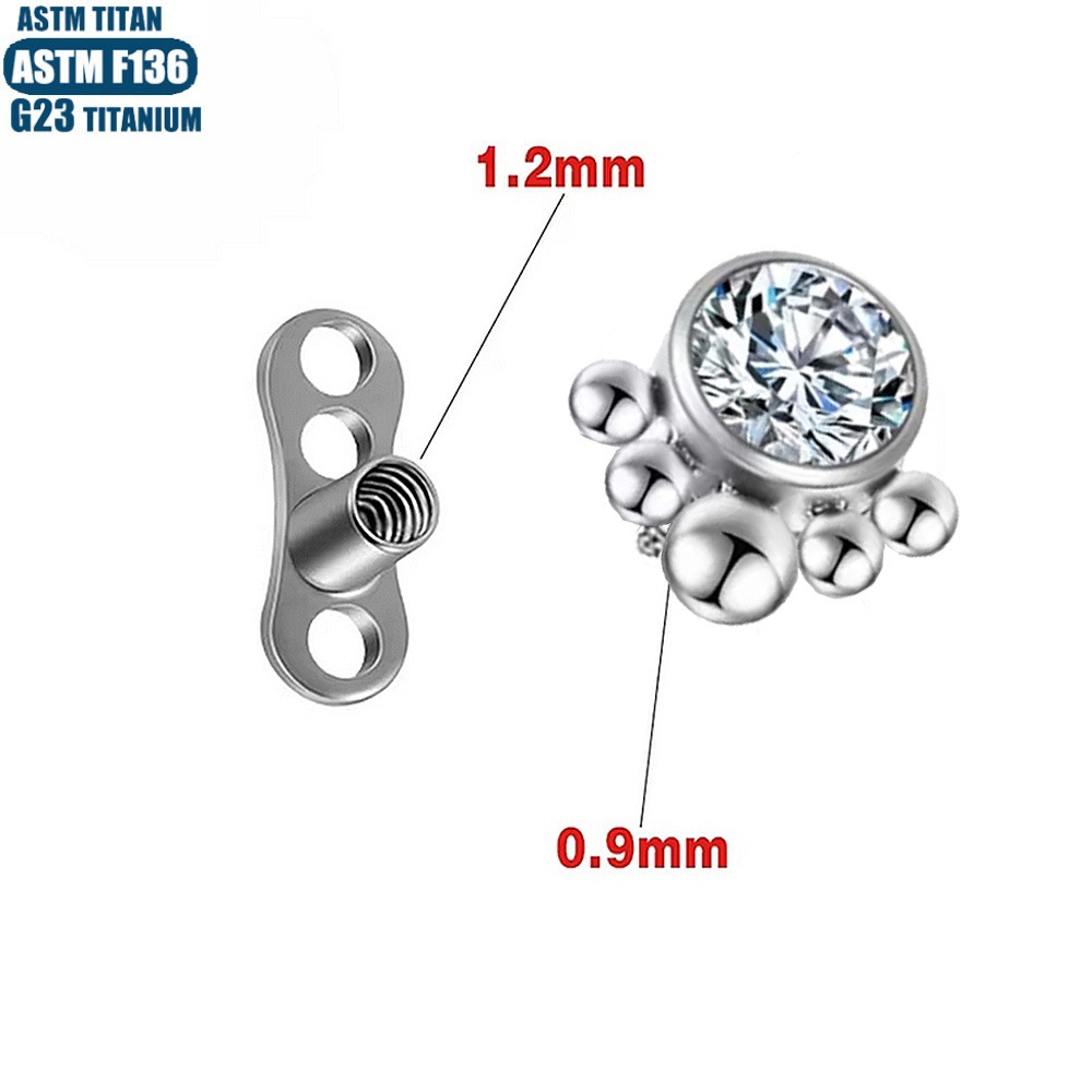 Silver pointed spike labret stud material detail