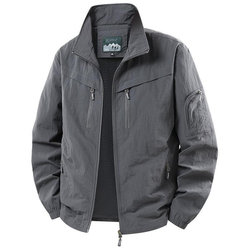 Workwear Jacket for Men, Spring and Autumn Trendy Outdoor Running Fishing Casual Coat, Large Size Plus-Size Windbreaker