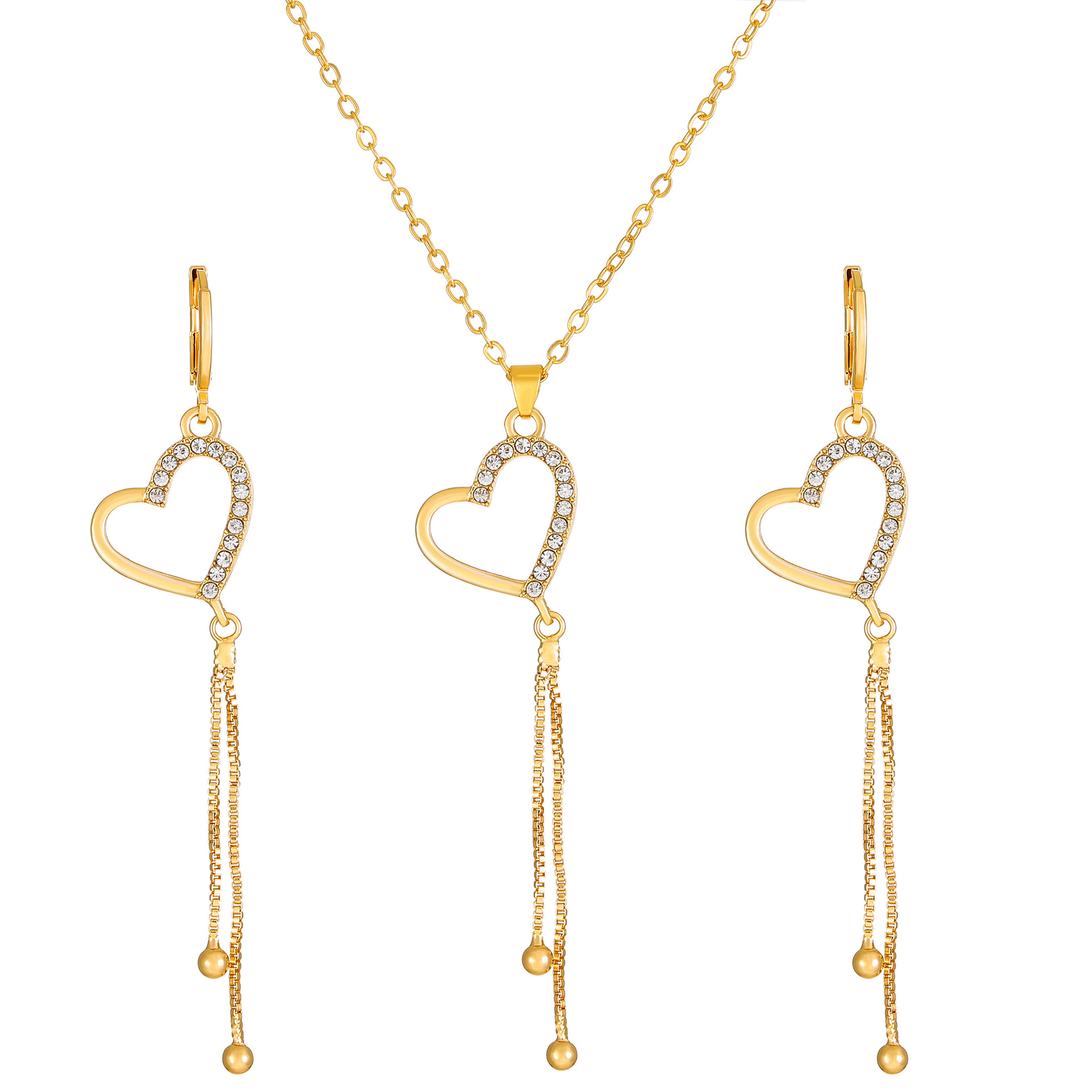 Transfronterizo europeo y americano Venta caliente joyería traje personalidad femenina diamante aleación corona mariposa collar pendientes traje ins moda