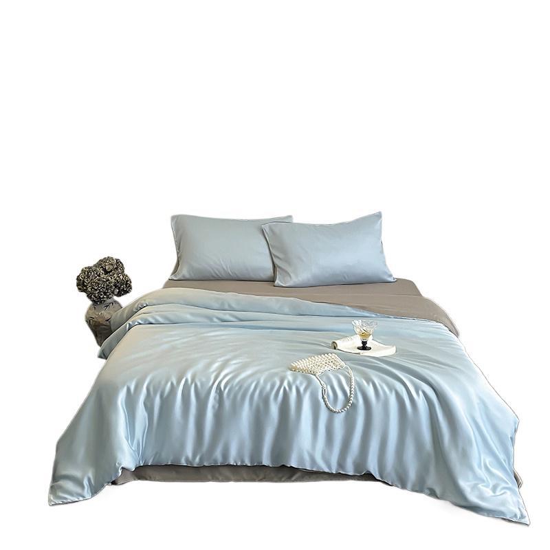 Ice Silk Bedding Set Solid Colour Comfortable Four Piece Bedding_voghion.com