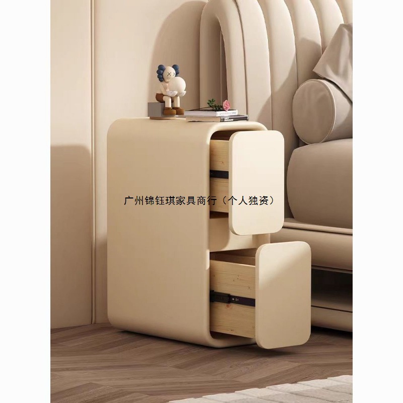 Cream Bedside Table Classy Accessible Luxury French Solid Wood Small Ultra-Narrow Gap 20cm Mini Modern Simple Bedside Table