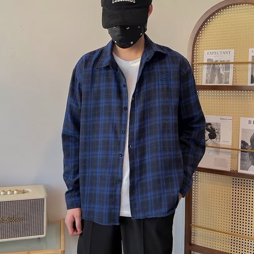 2024 Letter Long Sleeve Shirt Japanese Hong Kong Style Ins Loose Shirt For Men Summer Trendy Versatile Casual Outerwear