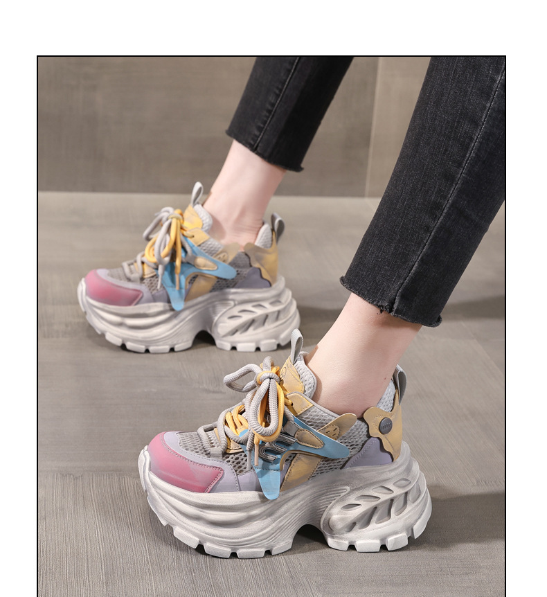 Giày sneaker nữ chunky đế dày tăng chiều cao, lưới thoáng khí, đa năng — màu sắc chi tiết 12
