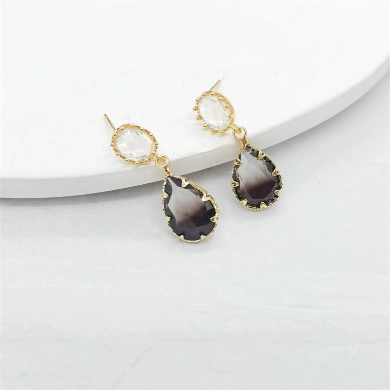 1 Pair Simple Style Water Droplets Inlay Copper Crystal Drop Earrings Earrings display picture 2