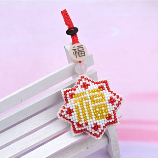 Chinese style new blessing snowflake pattern precision printing bead embroidery bead cross stitch key chain pendant backpack pendant