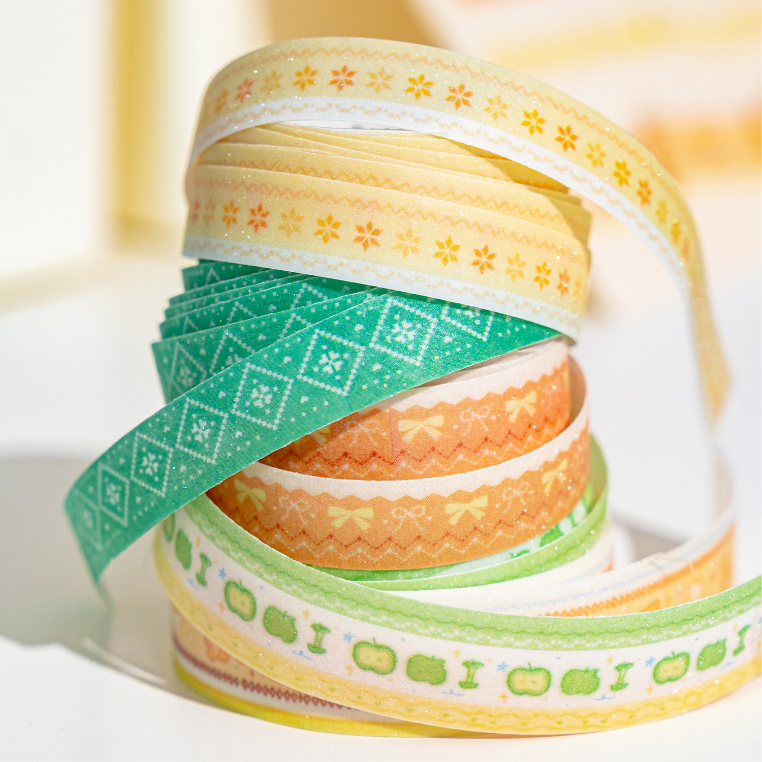 Sugar Poetry Flash Set de arena y papel Cinta itinerante Serie Fair Island Cinta básica coreana para collage de cuentas de todo fósforo