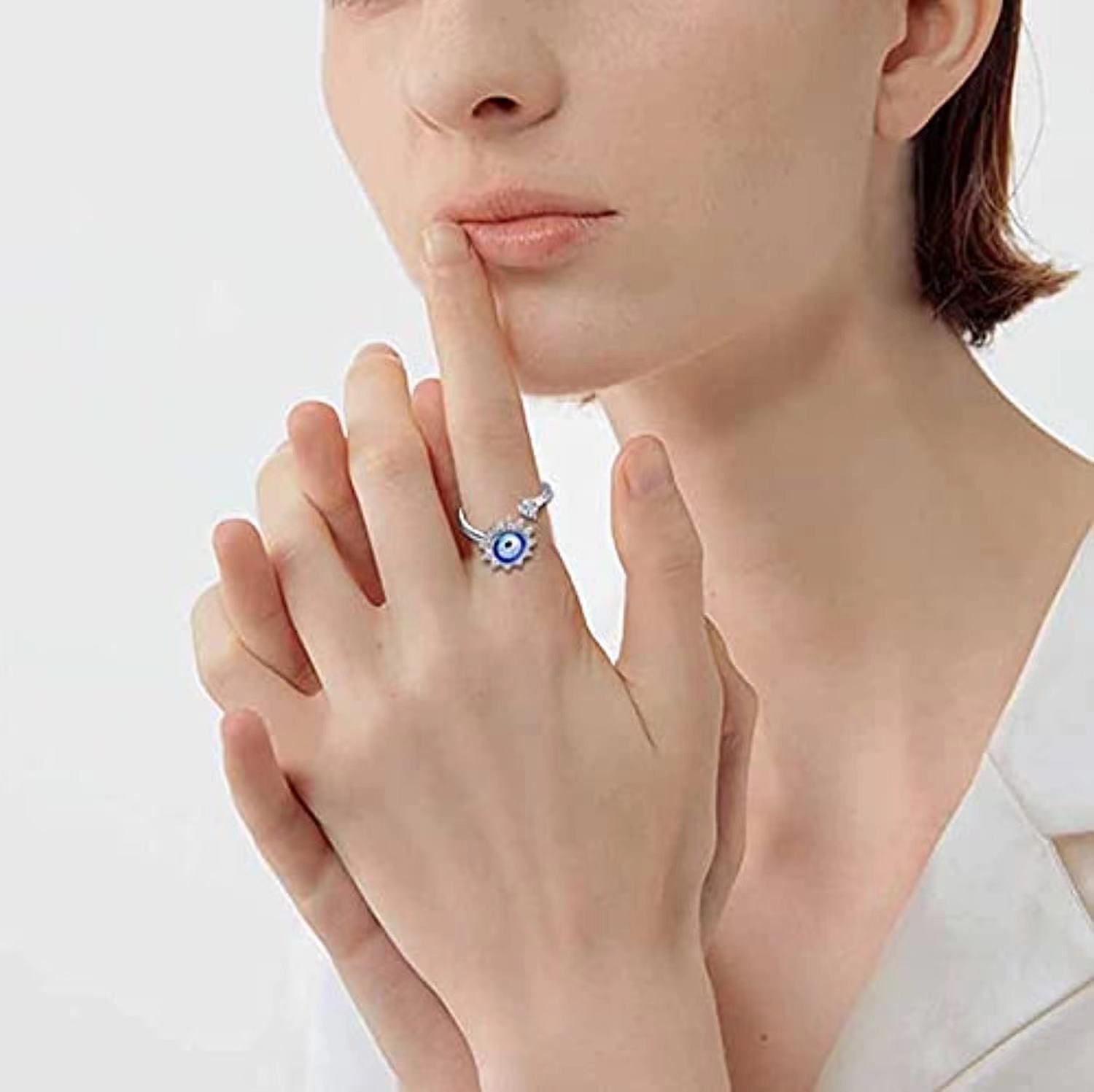 Fashion Devilu0027S Eye Star Moon Copper Inlay Zircon Rings