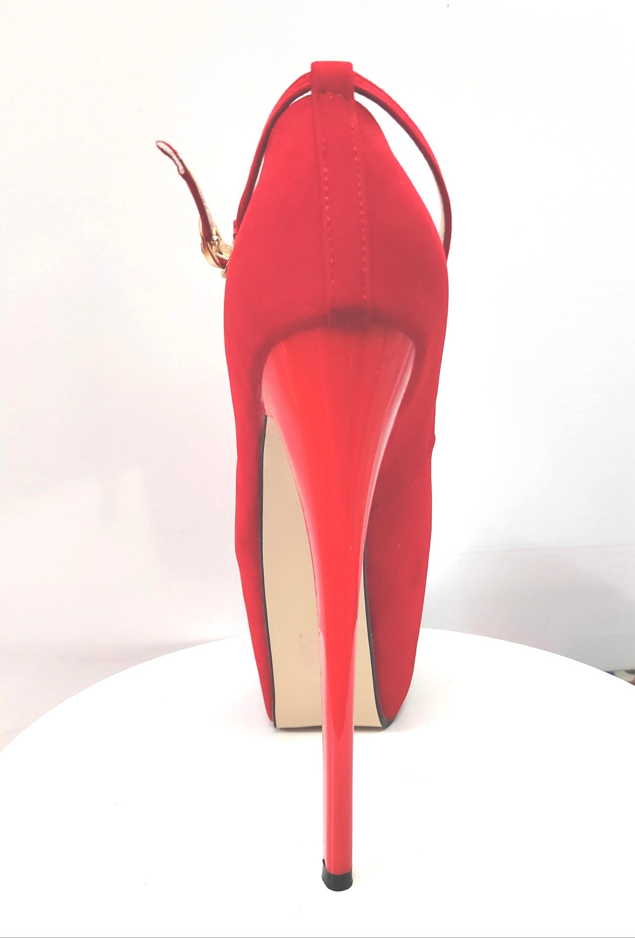 Giày cao gót nữ mũi nhọn dây ngược da lộn gót 19 cm — Màu xanh da trời chi tiết 2