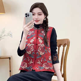 民族风重工刺绣马甲女2025新款外搭无袖复古坎肩外套盘扣绣花背心