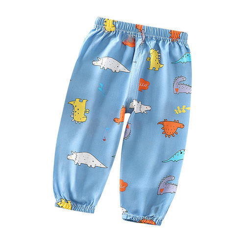 Children's mosquito-proof pants summer baby lantern pants for middle children cotton gauze long pants for boys and girls breathable air-conditioning pants