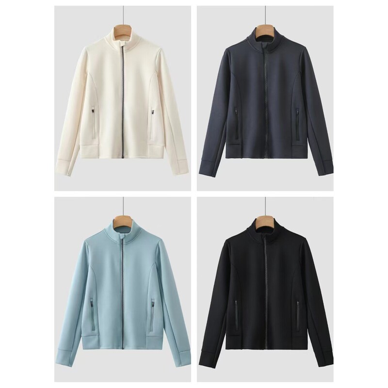 2025 New Style Simple Slim-Fit Zipper Jacket for Women, Lightweight Air Layer, Half-High Collar, Casual Versatile Short Jacket