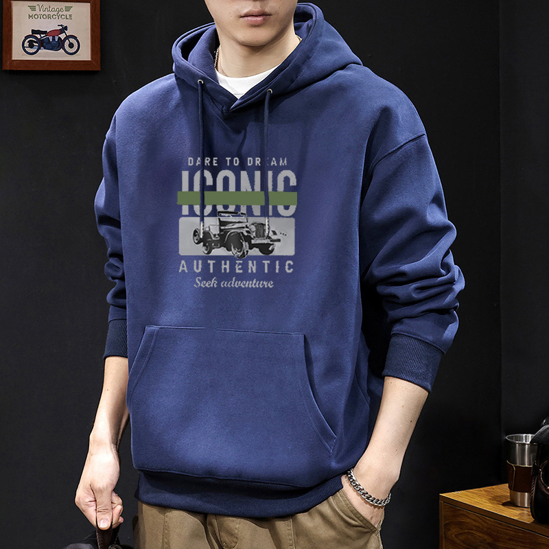 Suéter pesado para hombres otoño nuevo estilo de cuello redondo estilo americano de moda de alta calle chaqueta con capuz para hombres