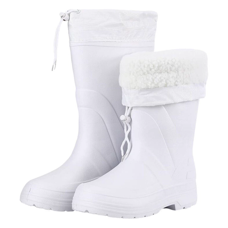 Мужские зимние ботинки на флисовой подкладке, теплая водонепроницаемая хлопчатобумажная обувь, нескользящая легкая цельная обувь для мойки автомобилей, рыбалки на открытом воздухе, высокие резиновые сапоги для защиты труда