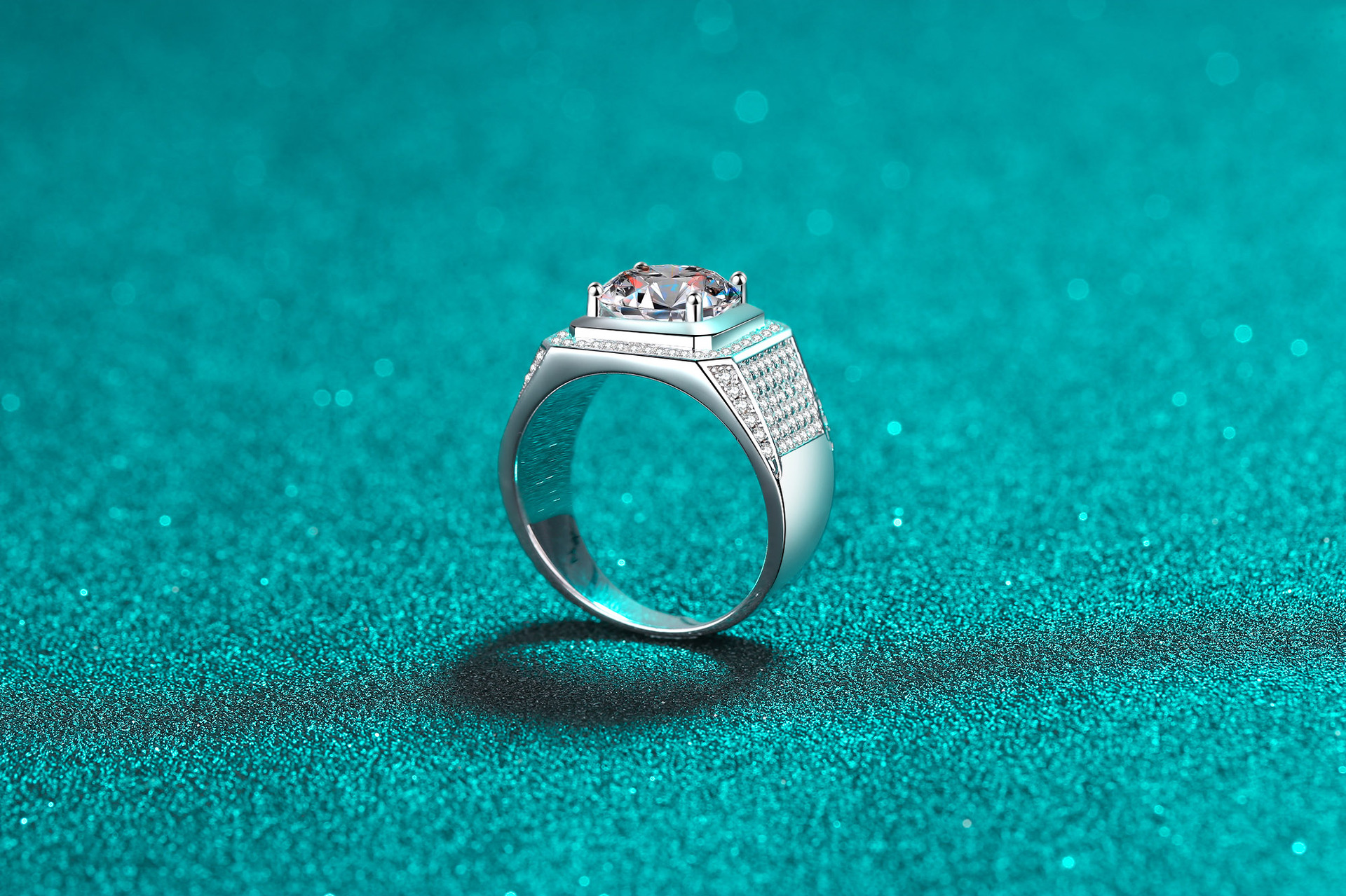 15g Weight Moissanite, Zircon Inlay Material Rings Classification 1 Piece Quantity 925 Sterling Silver Moissanite Zircon Rhombus Rings