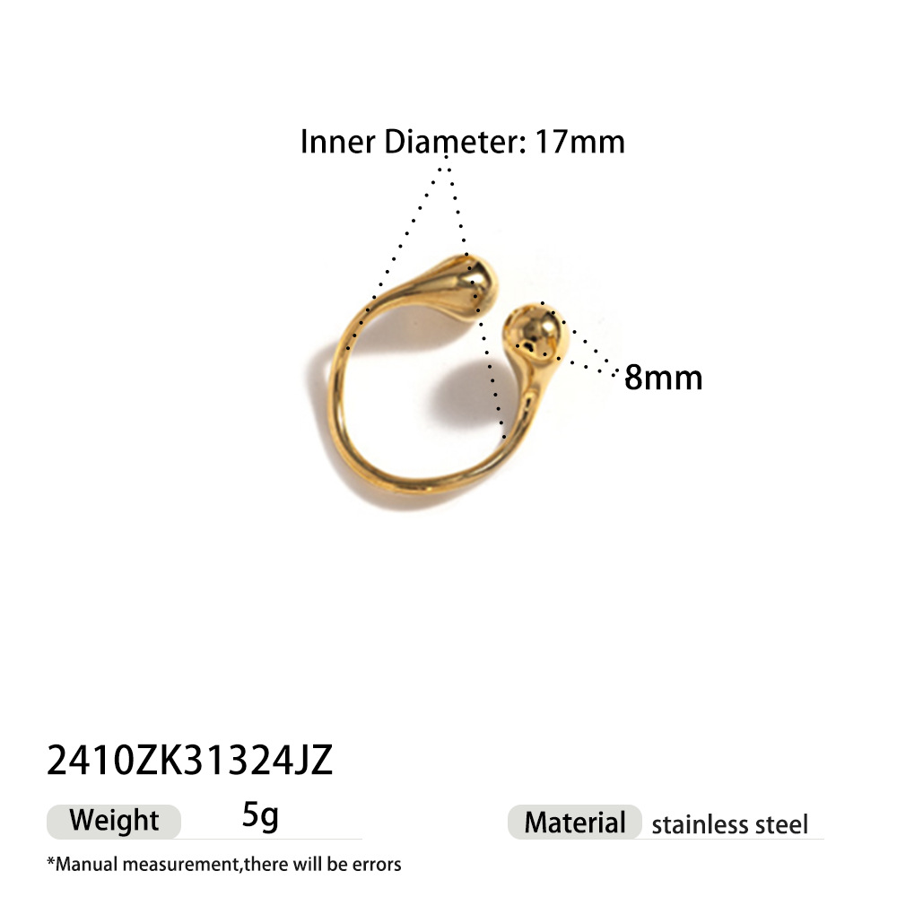 Tina Europa y América de moda doble gota de agua pulsera de acero de titanio temperamento femenino 18k oro galvanizado acero inoxidable abierto joyería de anillo