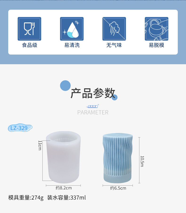 Title 1, Sanxin Striped Cylindrical Candle Silicone Mold...