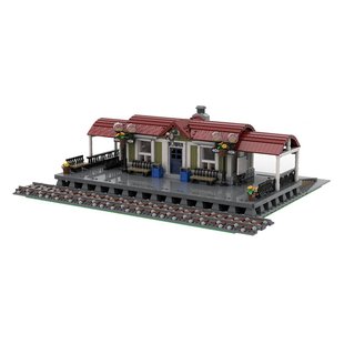 Building Blocks Cross-Border Moc-92280 Curved Roof Train Station 3348 Particle Number Toys