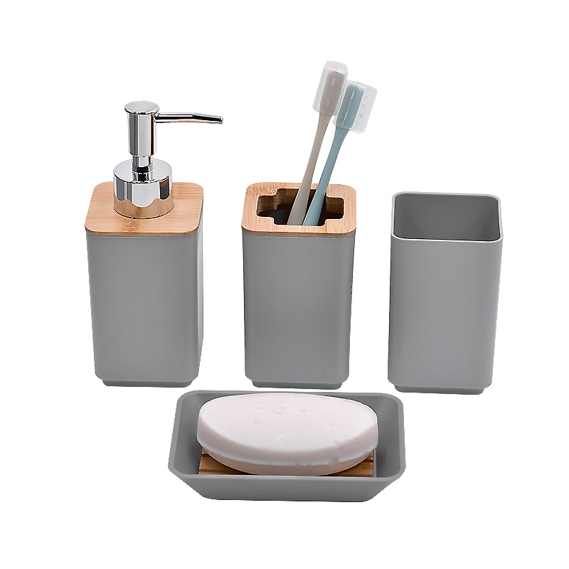 Baños de plástico bandeja baño conjunto de lavado cepillo de dientes estante baño lavabo decoración hotel conjunto de cuatro piezas