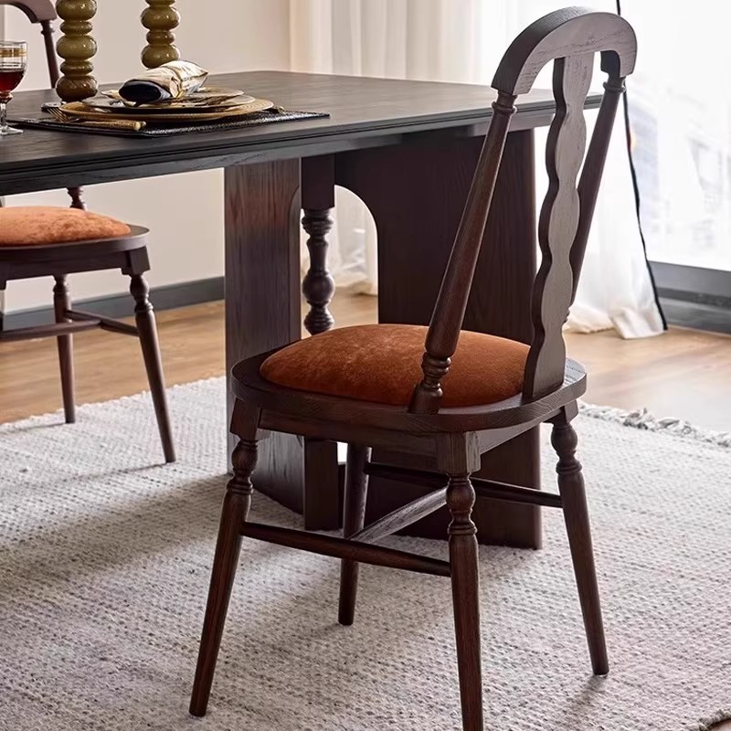 Silla de comedor francesa retro silla de madera maciza silla de respaldo silla de mesa de comedor americana silla de diseño silla de comedor