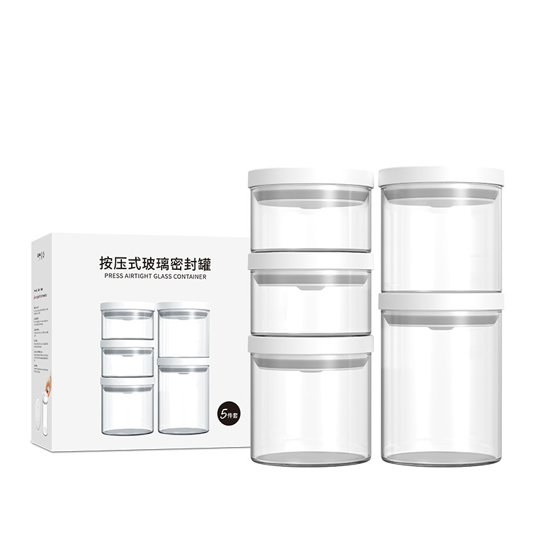 Fábrica 350ml700ml1000ml borosilicato vidrio almacenamiento tarro de almacenamiento de polvo de café tarro tipo de prensa tarro sellado