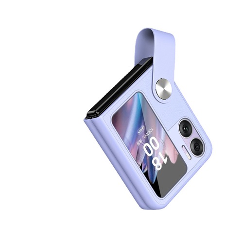 Suitable for OPPO find N3 flip mobile phone case, contrasting color wrist strap, hardware all-inclusive leather Z flip5 protective cover