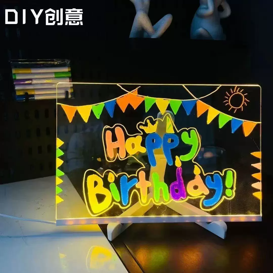 Светящаяся доска для рисования, детская игрушка, двусторонняя акриловая доска для рисования Nezha, ручная роспись, зарядка, светящаяся флуоресцентная доска