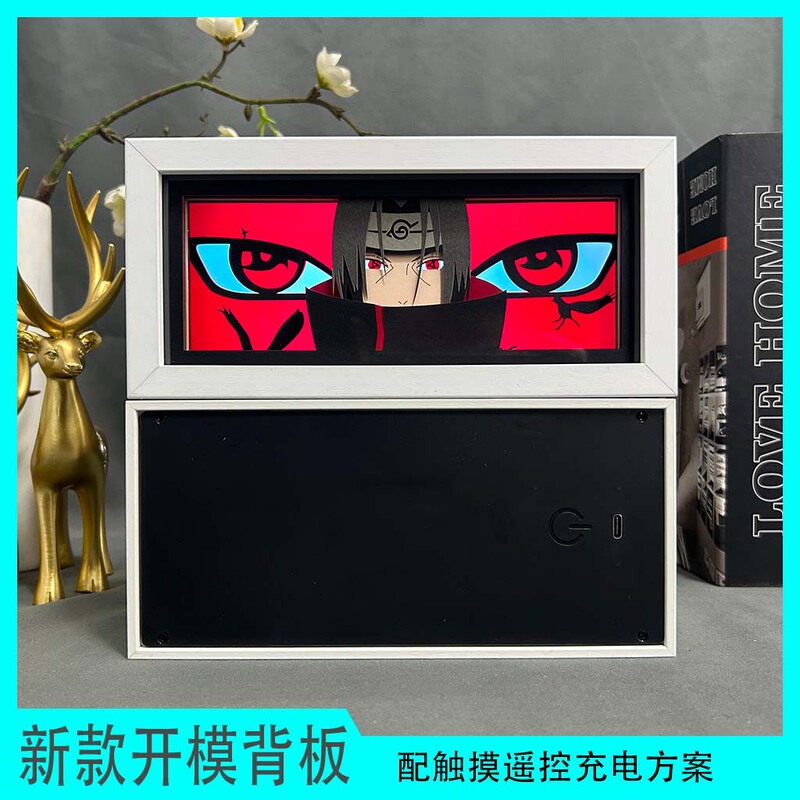 Anime Paper Carving Lamp Naruto Sasuke Uchiha Skunk Night Light Day Comic Frame Lamp Decorative Secondary Peripheral Gifts