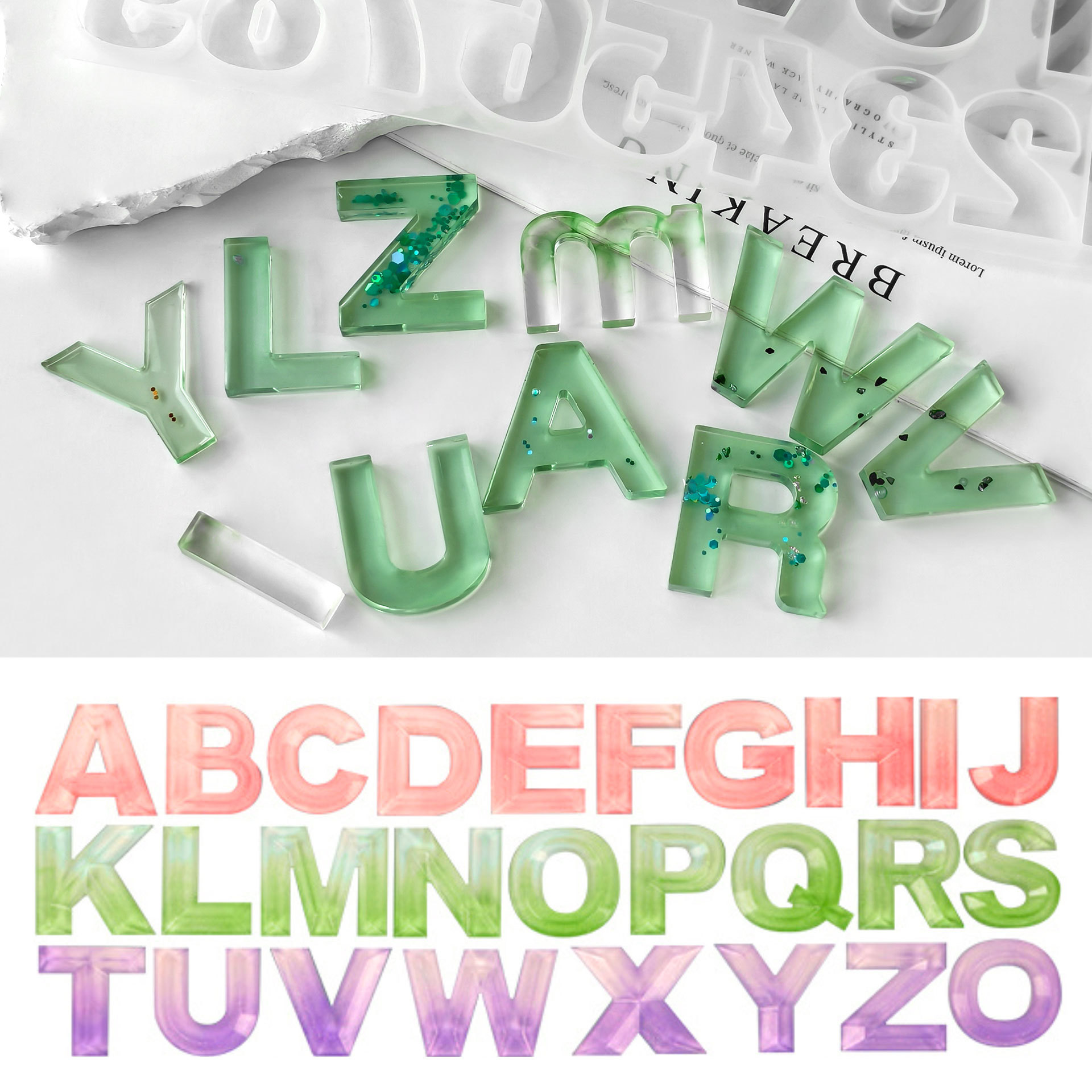 26 letras inglesas molde de silicona DIY creativo colgante digital de cristal de resina epoxi llavero colgante molde