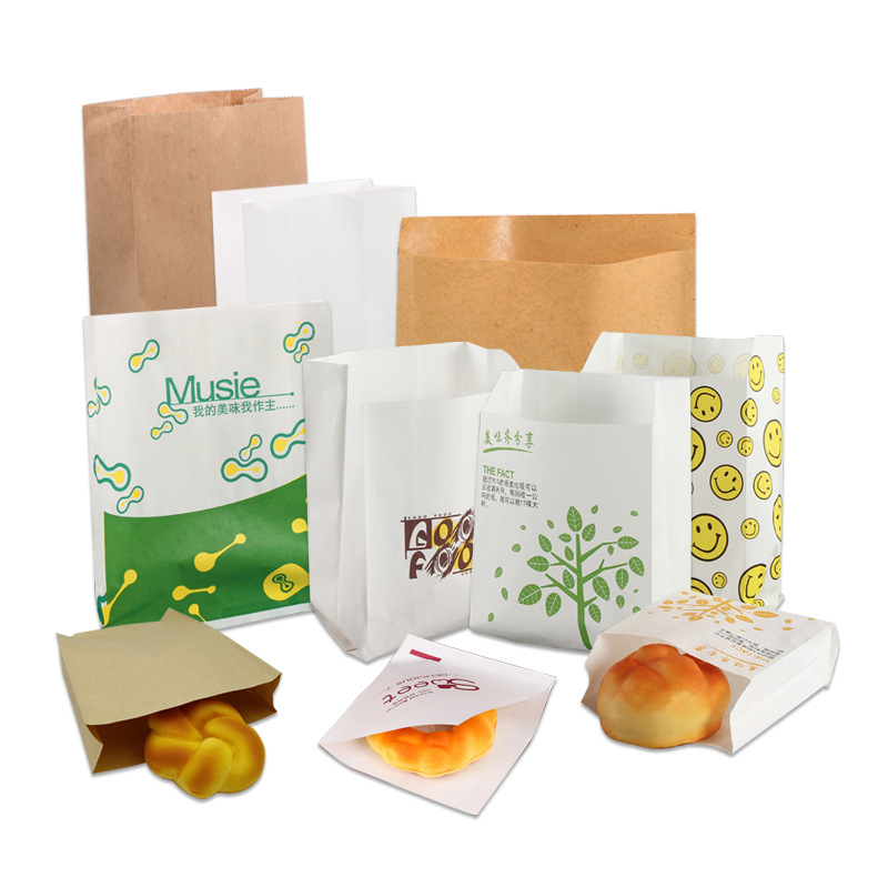 跨境热销牛皮纸袋烧饼防油锅盔烧烤鸡排肉夹馍袋小吃打包袋子煎饼