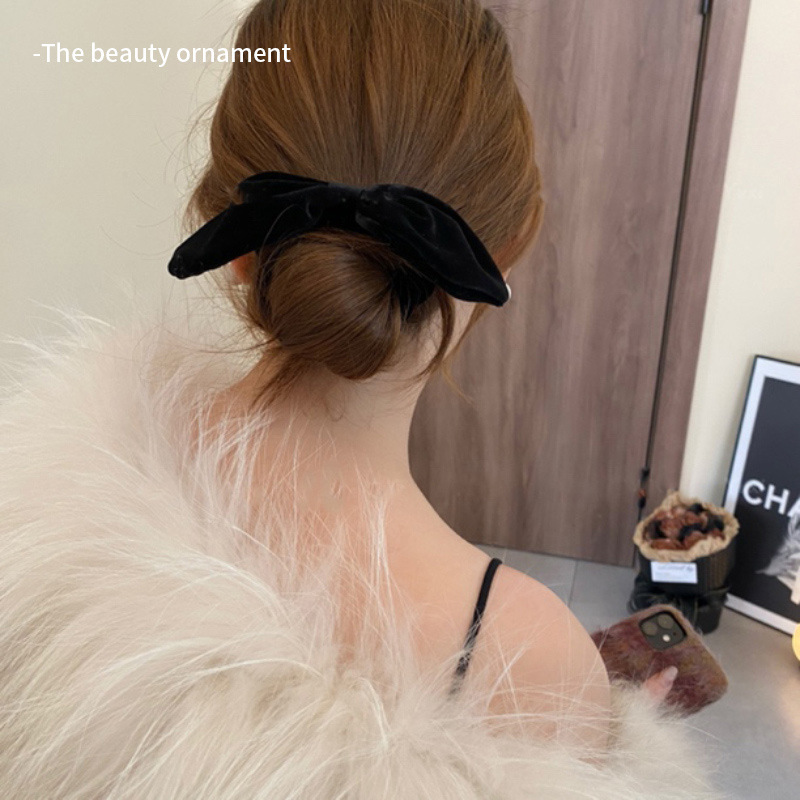 Scrunchie con fiocco in velluto vintage elastico per capelli_voghion.com