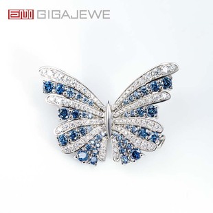 GIGAJEWE white and natural blue moissanite brooch 9K/14K/18K white moissanite brooch