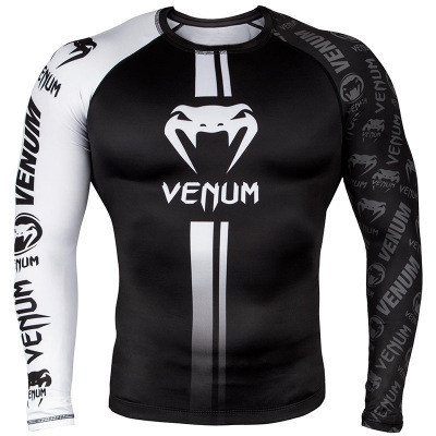 Boxing shirt, Muay Thai tight-fitting long-sleeve fitness training combat running fighting T-shirt, martial arts sports shirt, Venom top