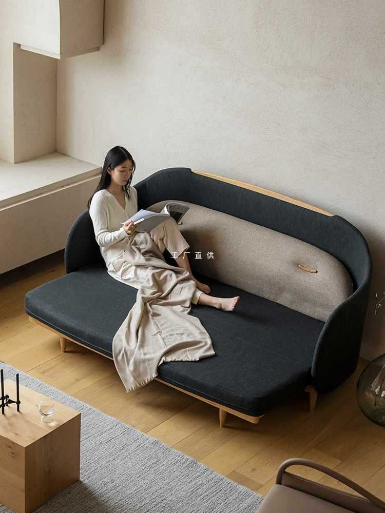 A4L暖眠沙发床实木小户型功能沙发可折叠双人布艺沙发床