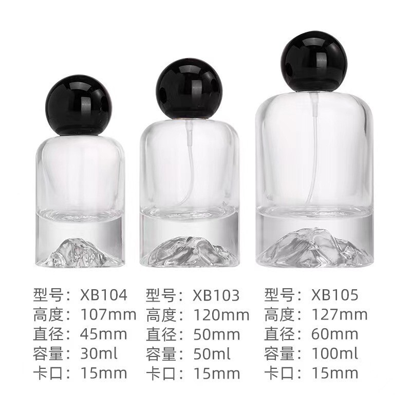 スポット卸売り香水瓶円柱形厚い底ガラス透明分注瓶30ml 50ml 100mlボール蓋火山|undefined