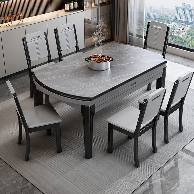 Light Luxury Slate Dining Table and Chair Combination Small Apartment Simple Household Solid Wood Dining Table Square and Round Retractable and Foldable