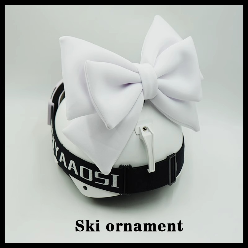 Cute Motorcycle Riding Gear Double Layer Bow Ski Helmet Decoration
