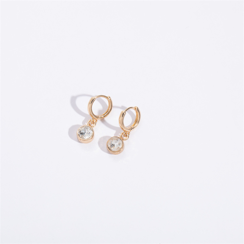 Fashion Round Square Copper Plating Inlay Zircon Drop Earrings 1 Pair