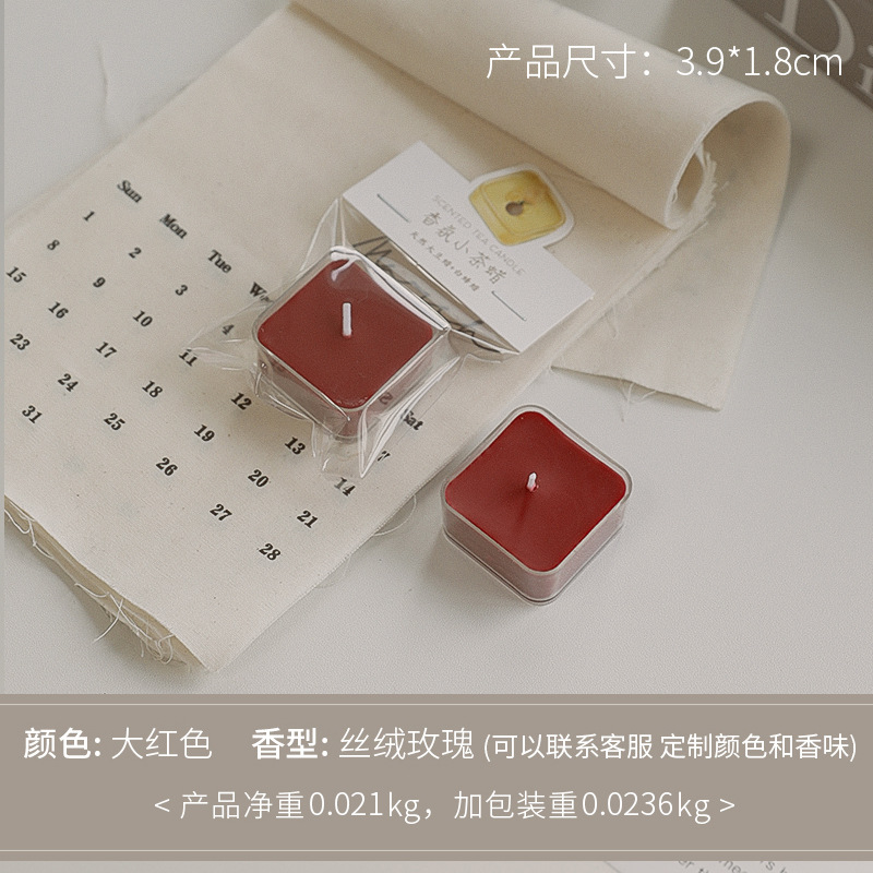 Velas cuadradas aromáticas sensación de atmósfera creativa regalo de mano cera de té de color al por mayor 4 horas de cera de estilo de perfume