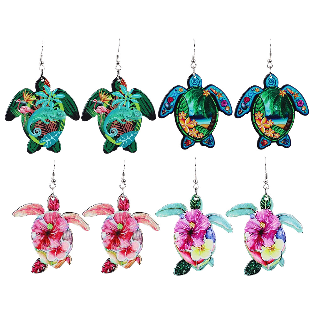 1 Pair Ethnic Style Tortoise Flower Arylic Women's Drop Earrings display picture 4