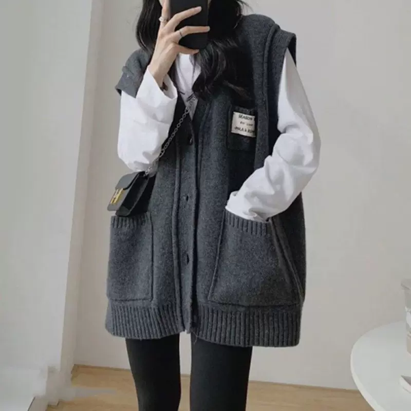 大码胖mm针织开衫马甲背心女款秋冬2025新款叠穿毛衣外穿马夹外套