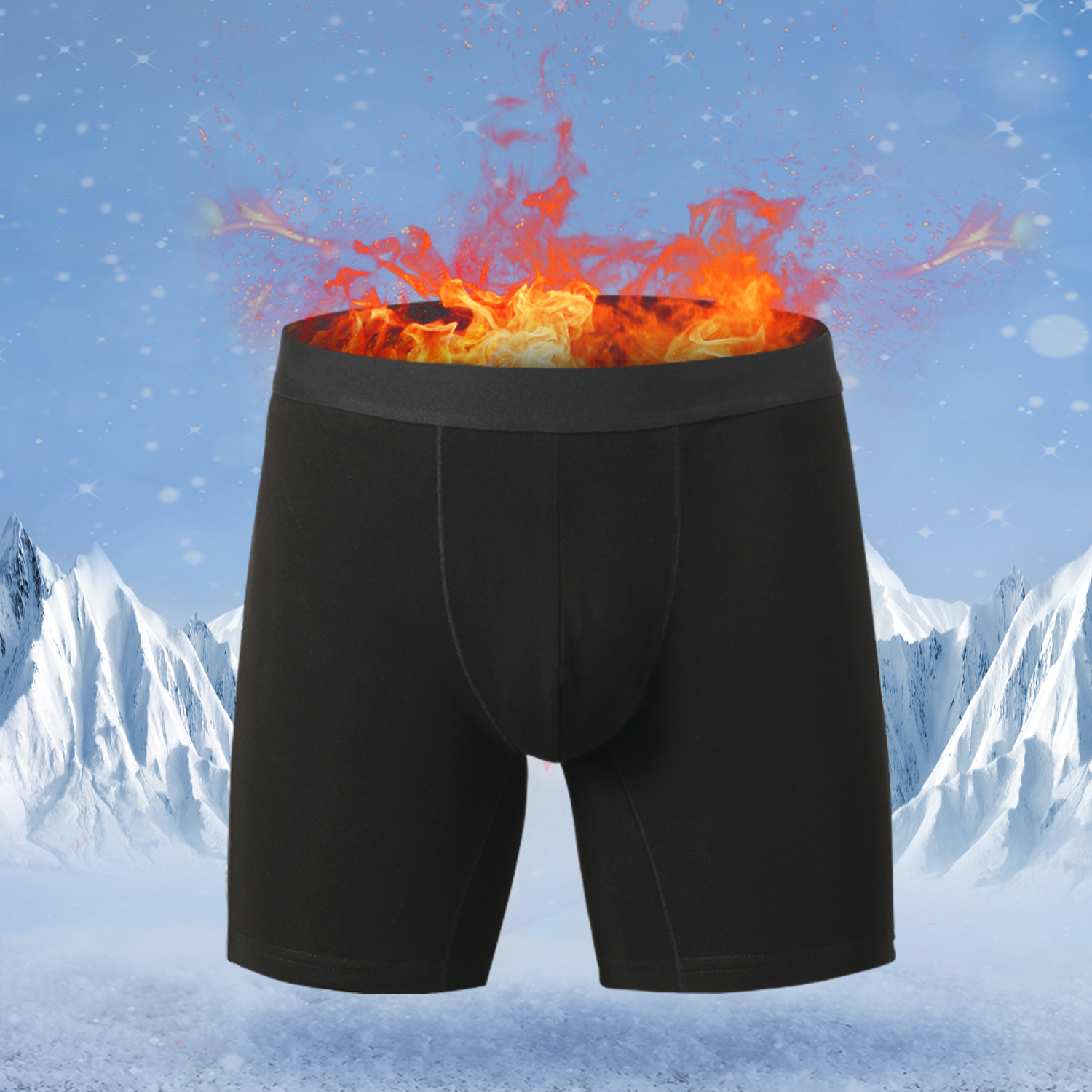 Wormwood antibacterial warm underwear men's velvet autumn and winter warm shorts boxer pants long underwear men's boxer shorts