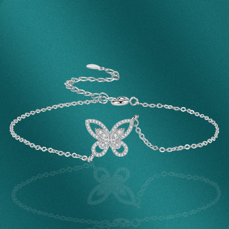 Sweet Butterfly Copper Inlay Zircon Bracelets 1 Piece