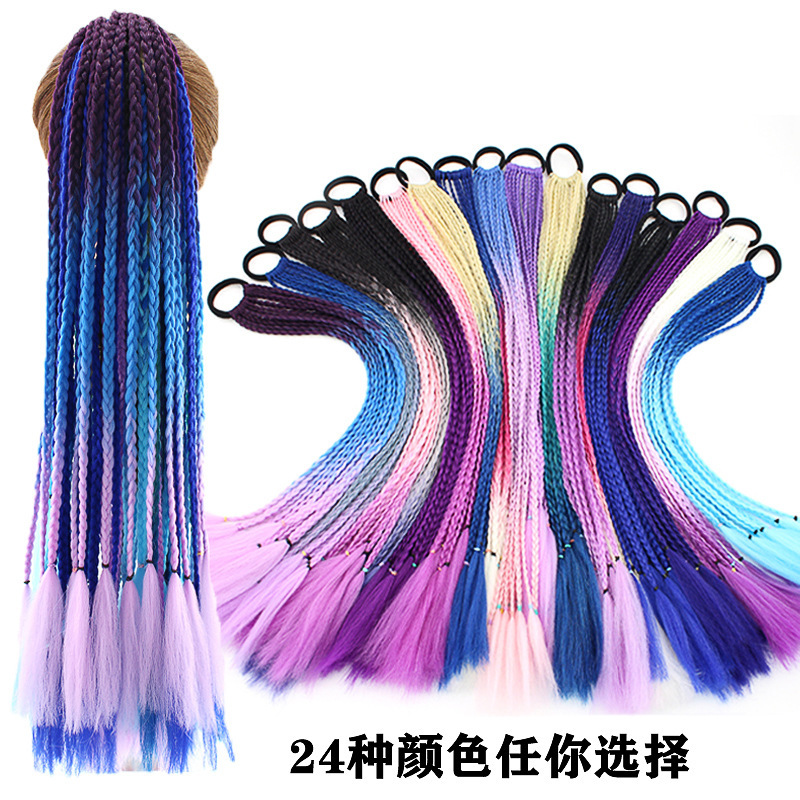 Braids Wig Women's Long Hair Colorful Braids Hip Hop Twist Gradient Ethnic Style Three European and American Dirty Braids