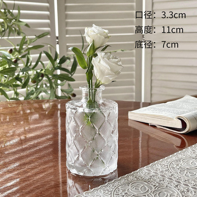 Retro repujado mini florero transparente hidropónico flor arreglo florero de cristal salón aromaterapia botella adornos Decoración