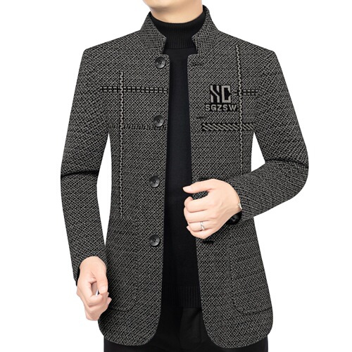 New Autumn/Winter Wool Coat for Men - Short Wool Jacket with Fleece Lining and Thick Padding for Warmth