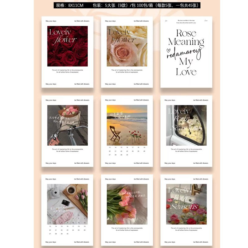 Tarjeta de felicitación floral tarjeta de agradecimiento fresca Tarjeta de bendición de vacaciones creativa Mensaje de confesión tarjeta colgante Etiqueta de flor